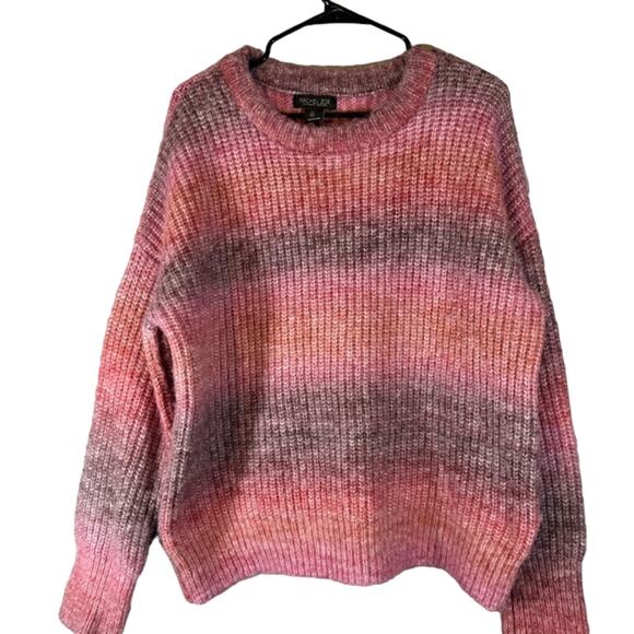 Rachel Zoe Sunset Pink Ombre Long Sleeve Cozy Knit Sweater Women Sz L - Picture 1 of 7